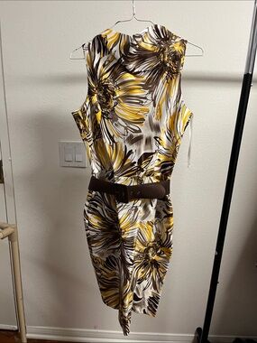 Ellen Tracy | Dresses | Ellen Tracy Metallic Gold Floral Square Jacquard |  Poshmark